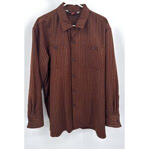 MICHAEL IRVIN 88 Button Up Shirt Mens L Brown Wool Blend Fabric Brown